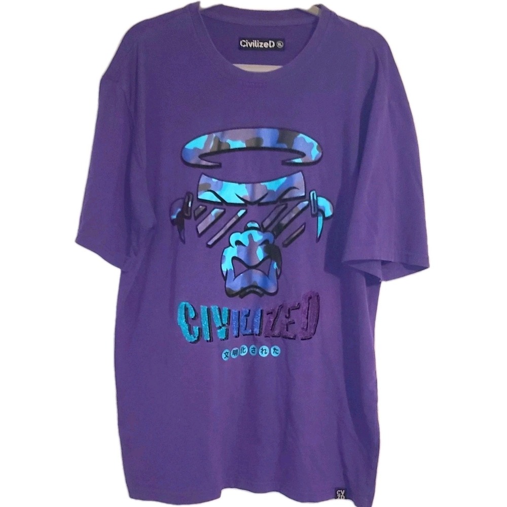 CivilizeD Purple Camo Bull Head CVZD Tee T Shirt  Size XL Y2K
